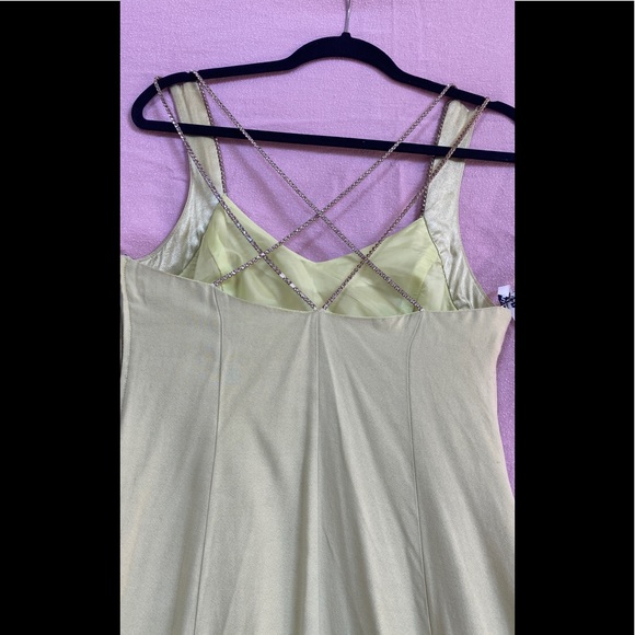 Niki gown vintage green rhinestone straps front and back size 10 - Picture 3 of 6